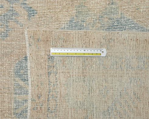 10 Ft Vintage Persian Style Brown Hand Knotted Distressed Low Pile Runner Rug